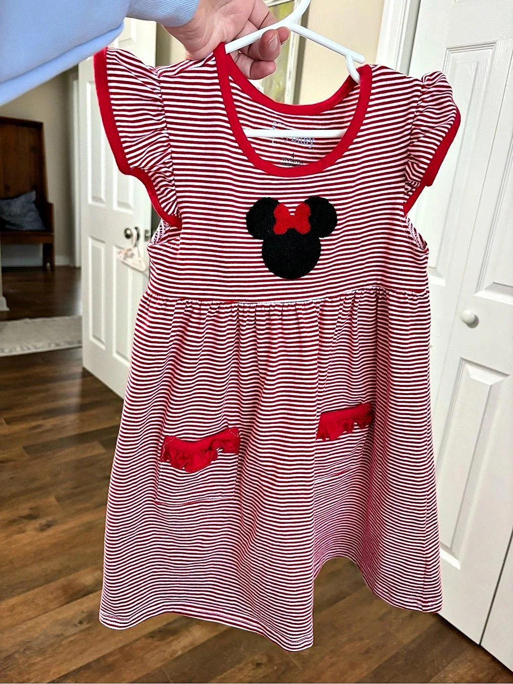Itsy Bitsy Girls Size 4 Minnie Mouse Red & White Stripe Dress